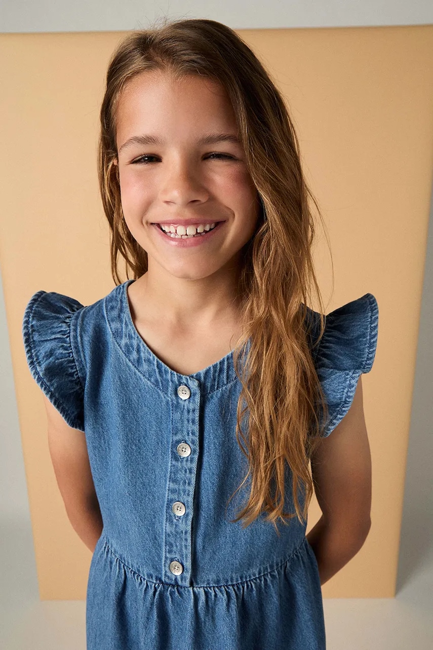 Dievčenské bavlnené šaty Levi's FLUTTER SLEEVE BUTTON UP D