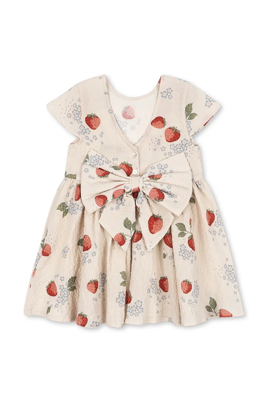 Levně Dětské bavlněné šaty Konges Sløjd AVA SS BOW DRESS GOTS