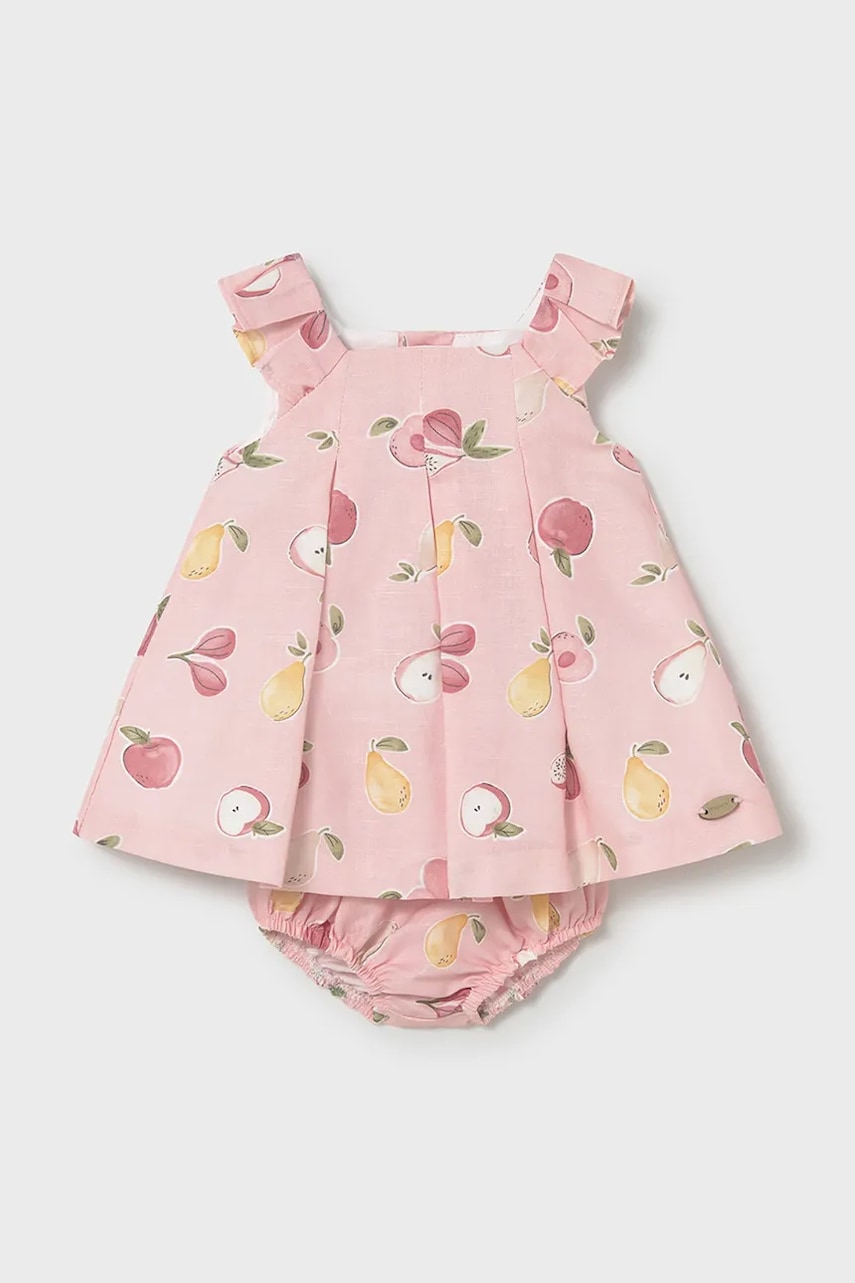 Mayoral Newborn rochie din amestec de in pentru bebeluși