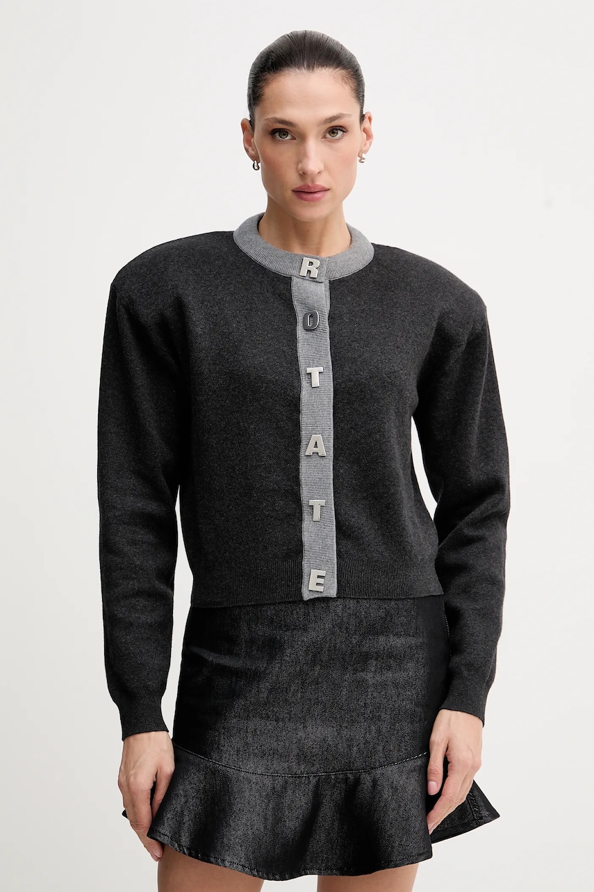 Rotate cardigan din amestec de lână culoarea gri, light, 1149033086