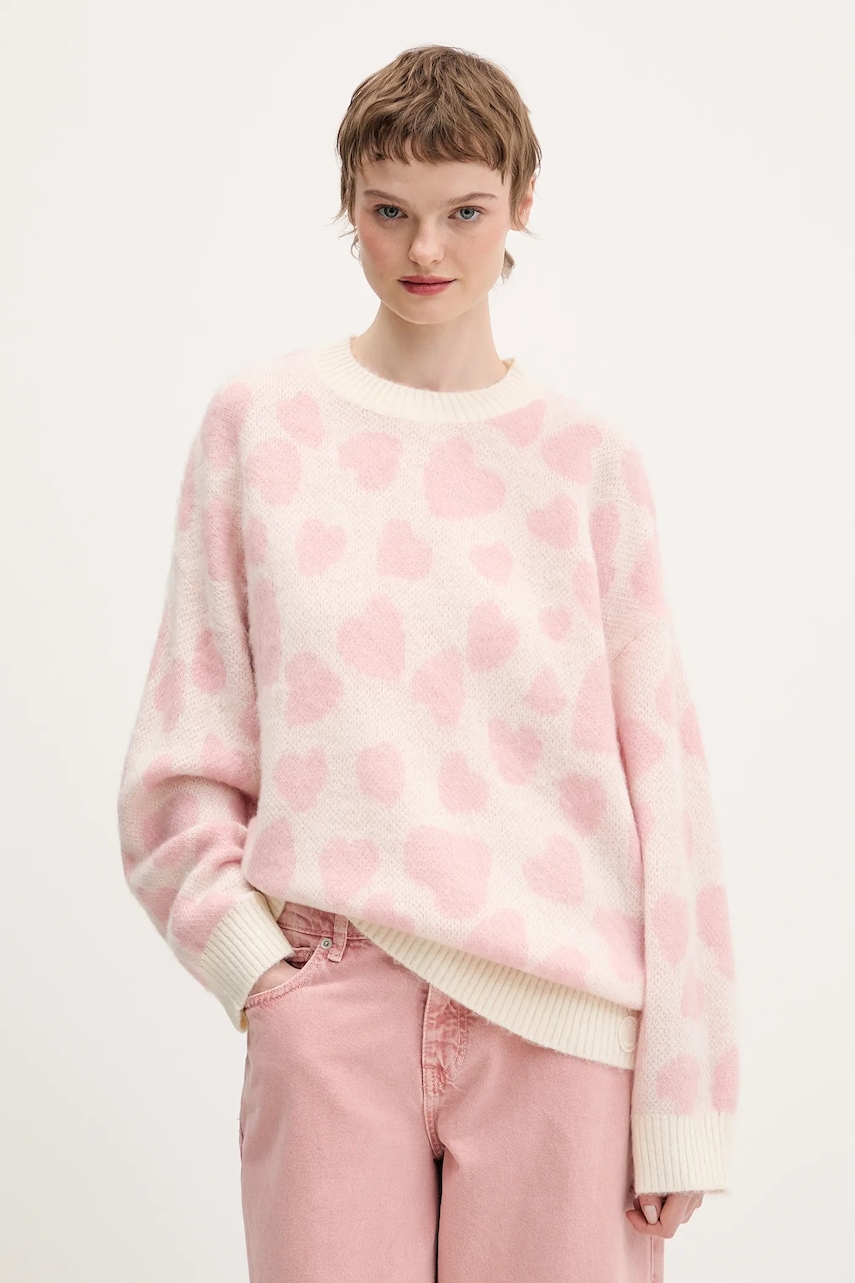 Hugo Blue pulover din amestec de lână Sallyna_B culoarea roz, 50555441