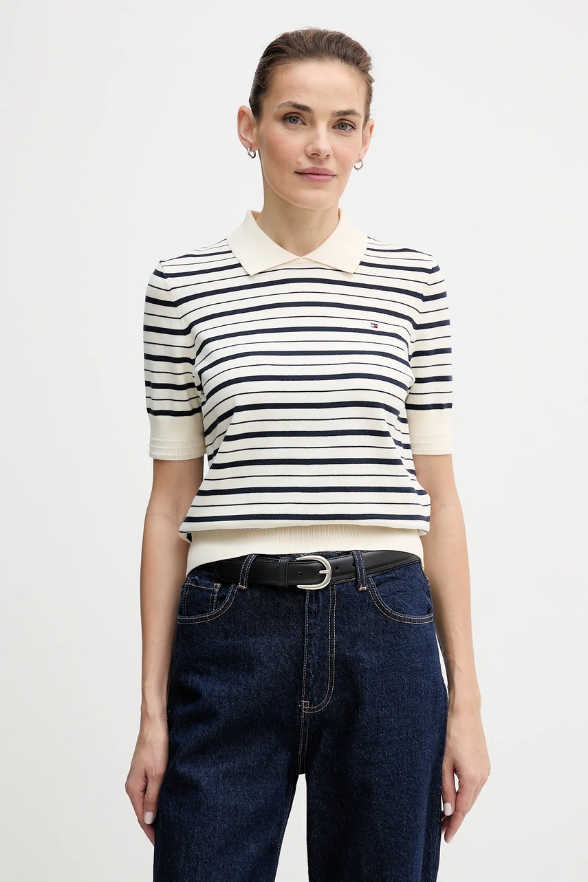 Levně Svetr Tommy Hilfiger dámský, béžová barva, WW0WW47622