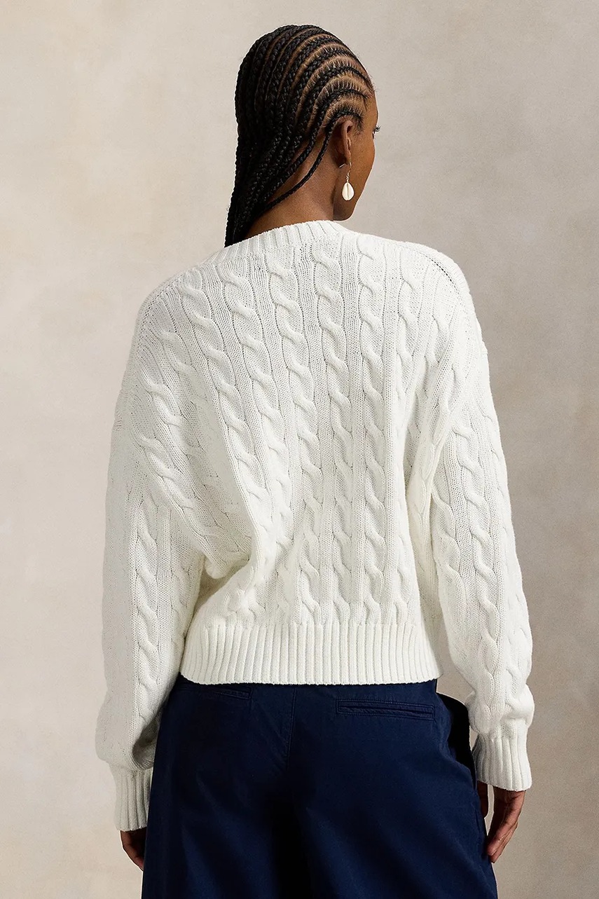 Sweter Bawełniany Polo Ralph Lauren Damski Biały Extra Średni