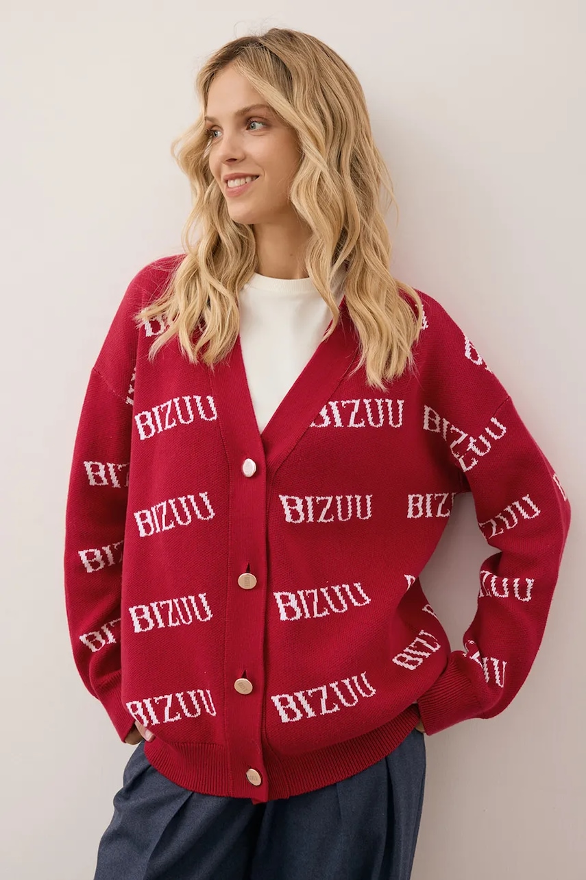 Bizuu cardigan din bumbac KYLE culoarea bordo, KYLE BORDOWY