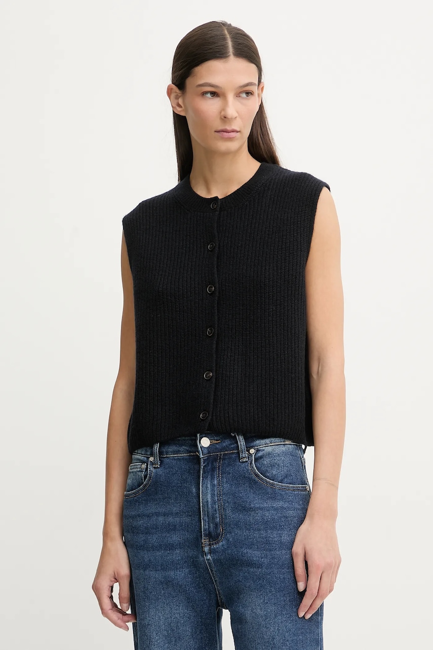 Marc O'Polo vestă din amestec de lână culoarea bleumarin, 600609065023