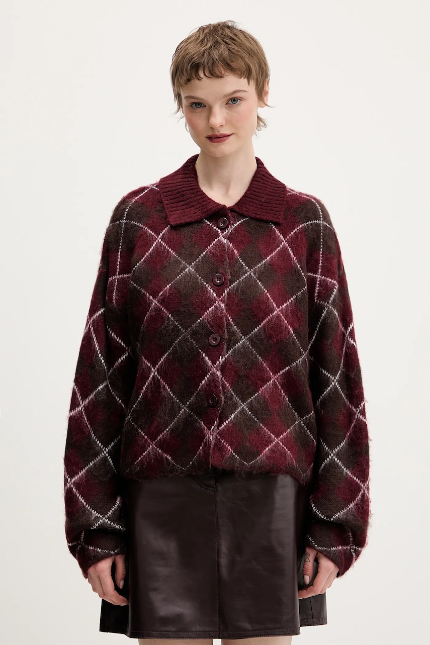 The Ragged Priest cardigan culoarea bordo, călduros, RPAW251027KW