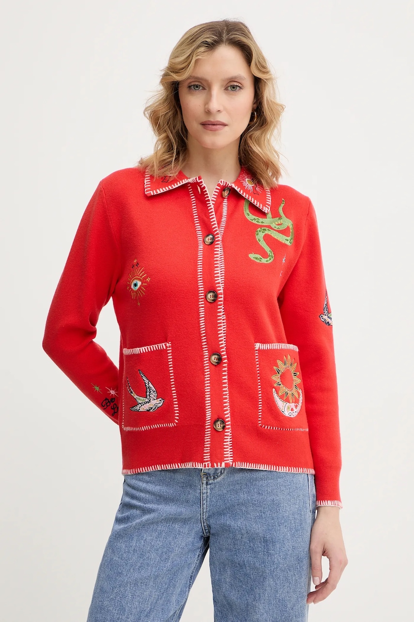 Never Fully Dressed cardigan Mystcial culoarea rosu, NFDKN752