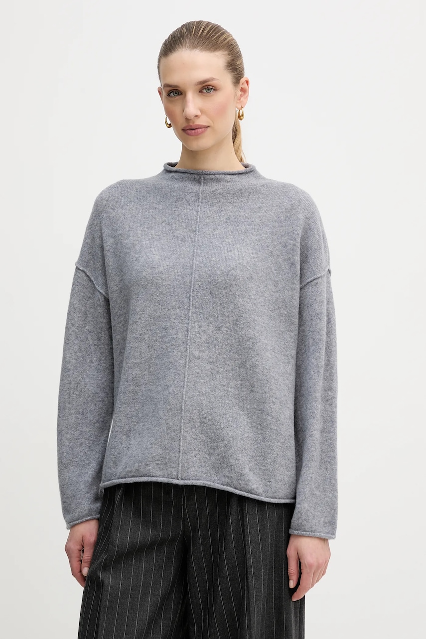 OUI pulover din amestec de lână culoarea gri, cu turtleneck, 96148