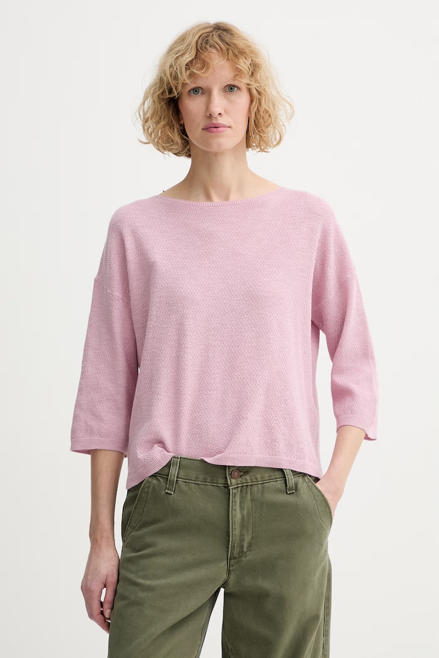 United Colors of Benetton Πουλόβερ με κοντό μανίκι γυναικείο με λινό 1DC3D10GU
