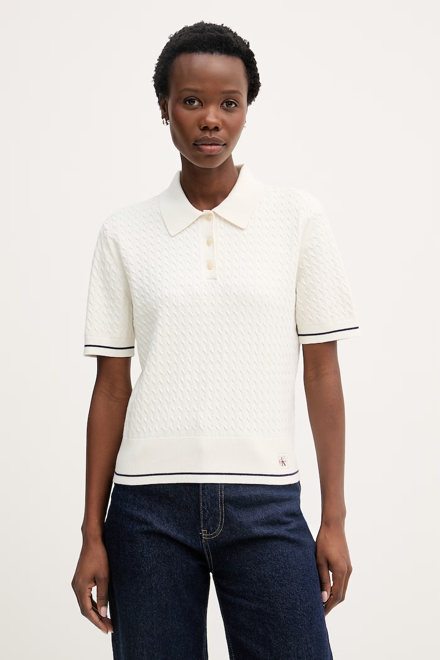 Γυναικεία μπλουζάκια polo calvin klein jeans σε μπεζ