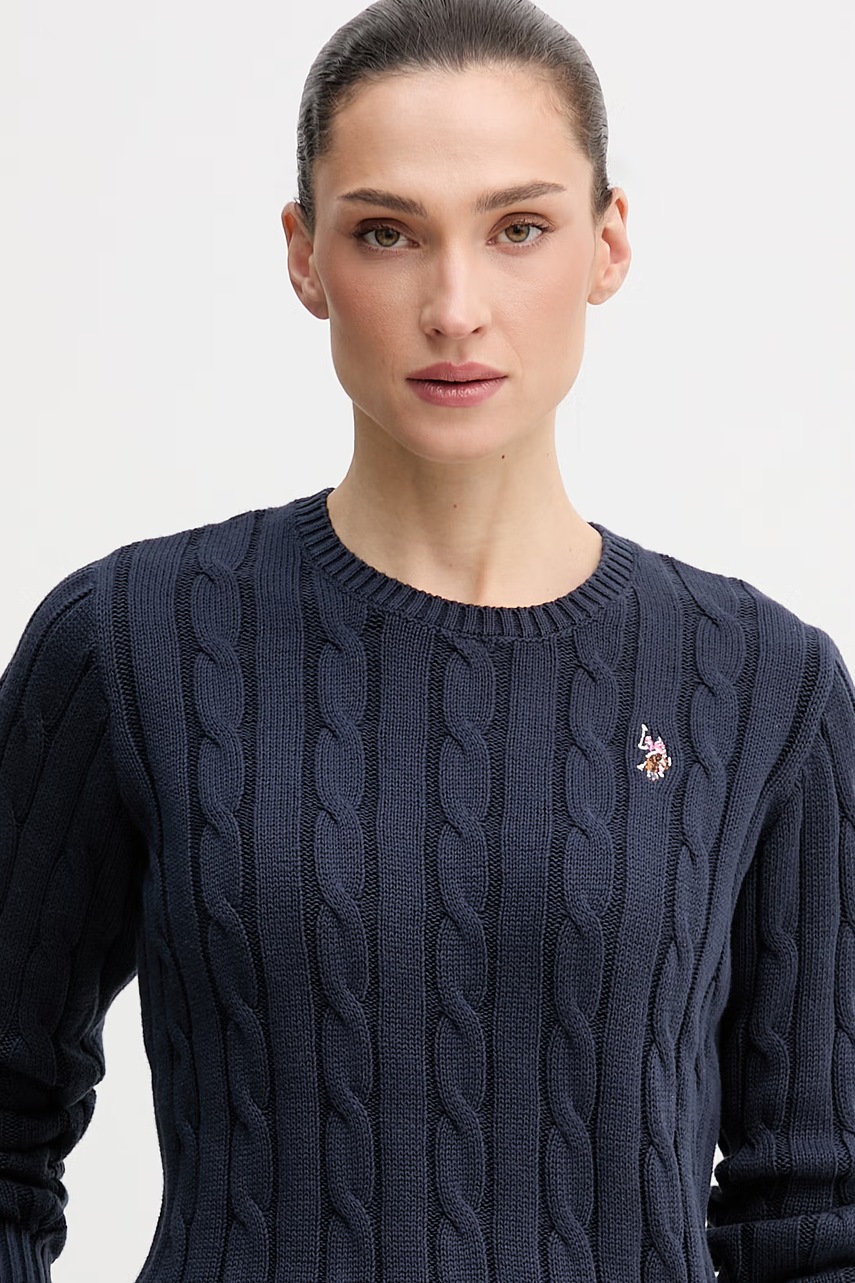U.S. Polo Assn. sveter dámsky bavlnený CREW NECK CABLE