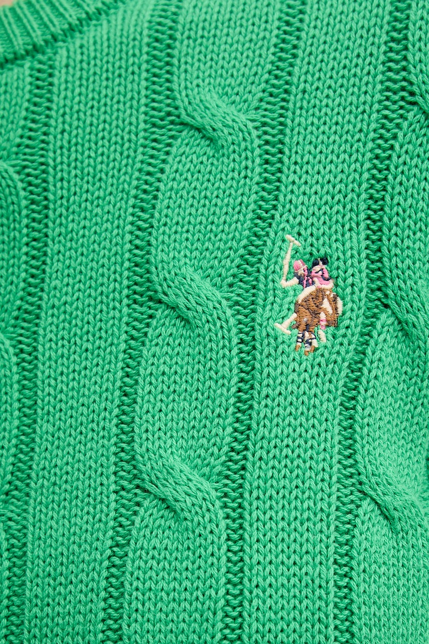 U.S. Polo Assn. sveter dámsky bavlnený CREW NECK CABLE
