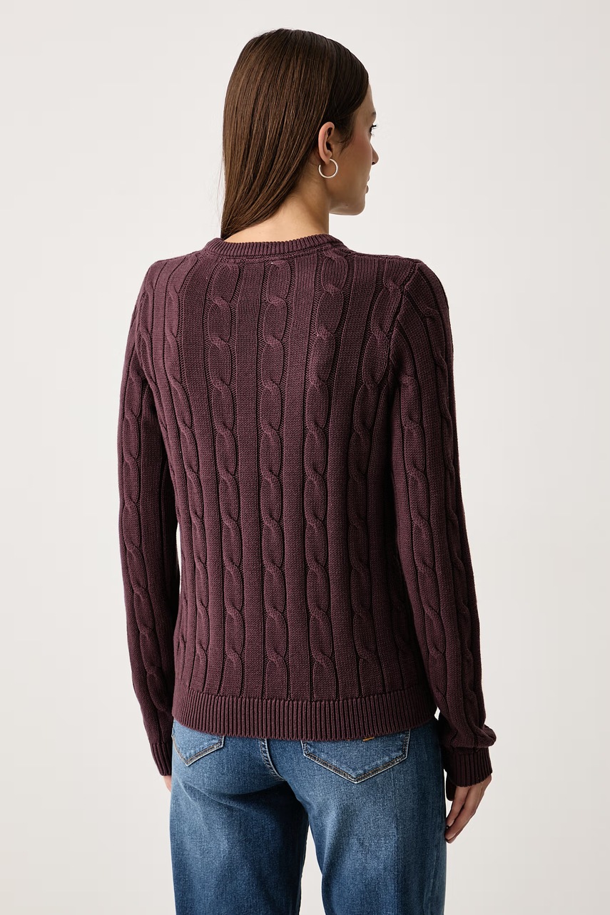 U.S. Polo Assn. πουλόβερ γυναικείο βαμβακερό CREW NECK CABLE
