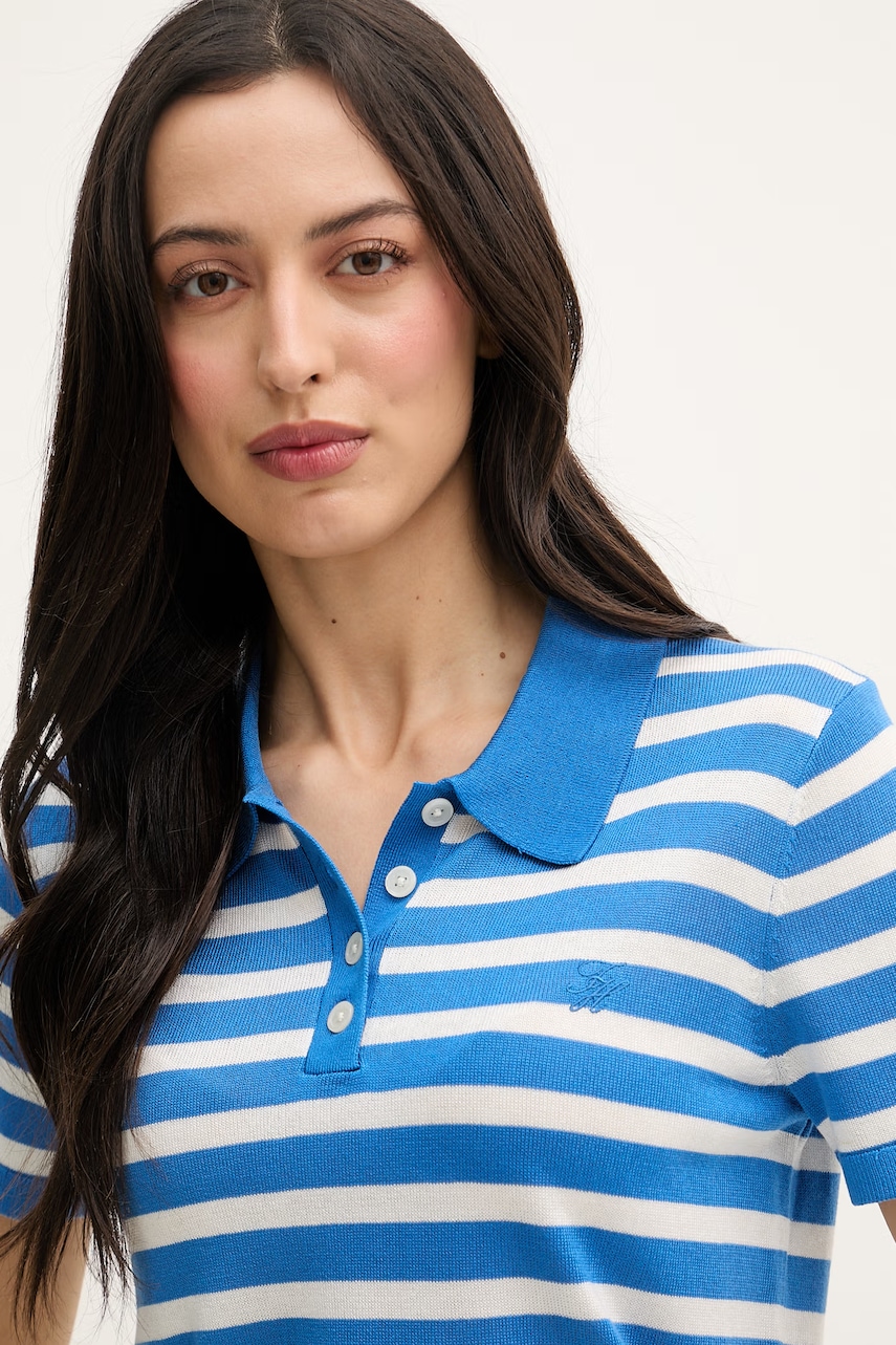 Tommy Hilfiger úpletové polo tričko dámske s prímesou hodvábu