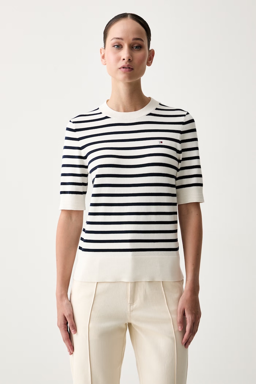 Tommy Hilfiger T-shirt swetrowy damski z bawełną