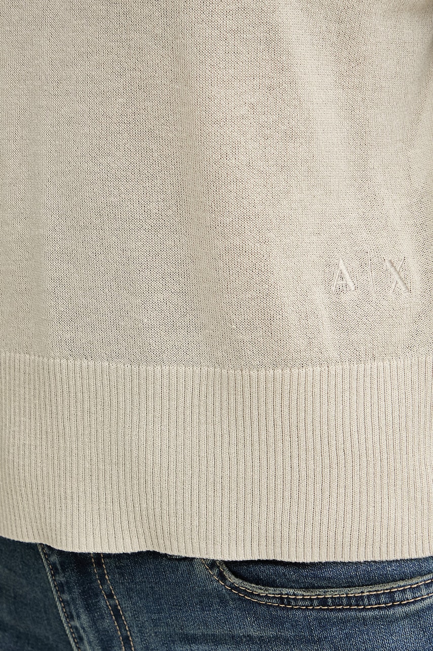 Armani Exchange sveter s krátkym rukávom dámsky s prímesou ľanu