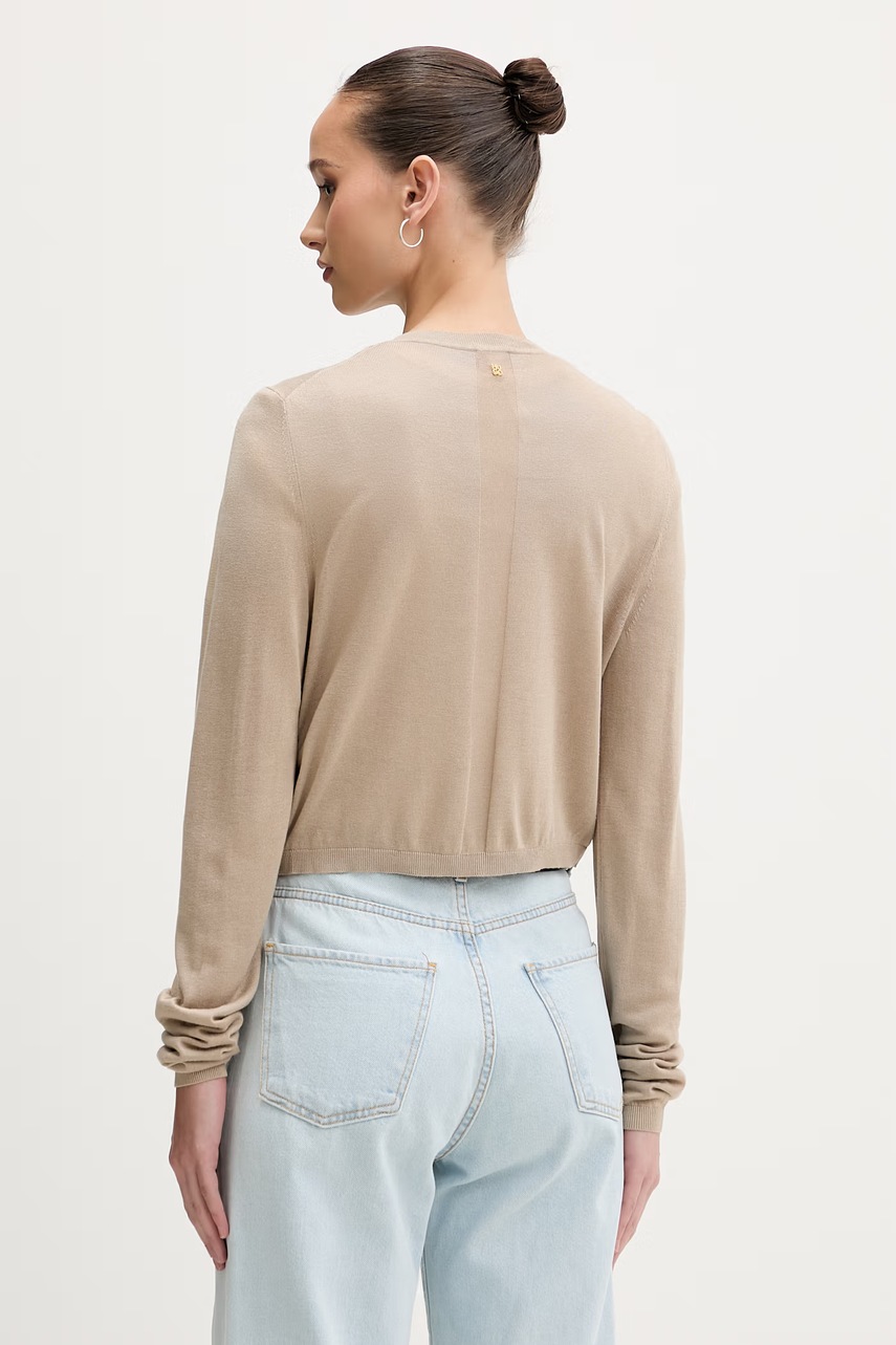 HUGO kardigan dámský s příměsí hedvábí Sessiry (obrázek 3)