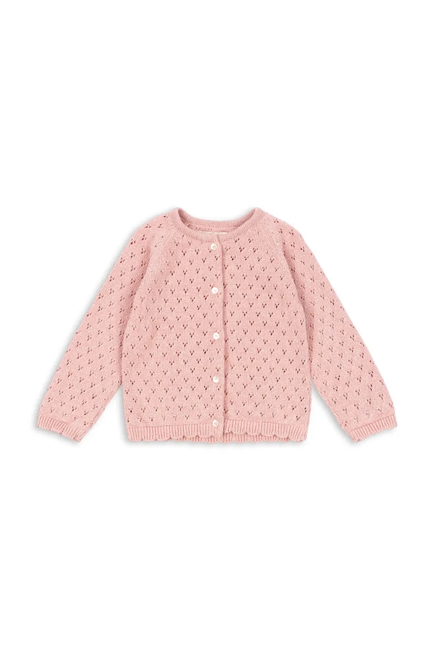 Konges Sløjd cardigan din bumbac pentru copii HANNAH CARDIGAN culoarea roz, light, KS104311