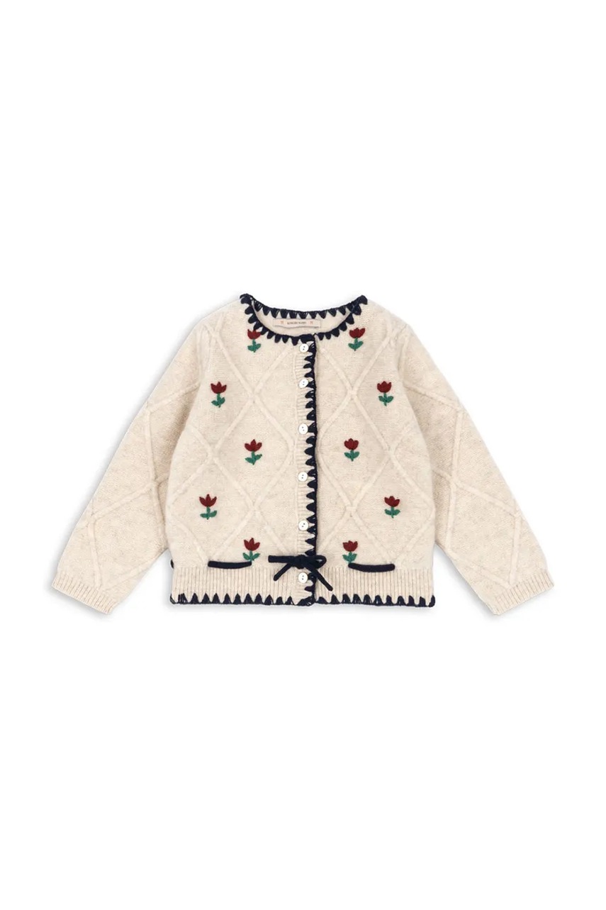 Дитячий бавовняний кардиган Konges Sløjd ISKA CARDIGAN колір бежевий KS104315