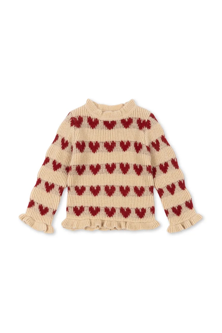 Konges Sløjd pulover de lână pentru copii LAULA SWEATER culoarea bej, KS104335
