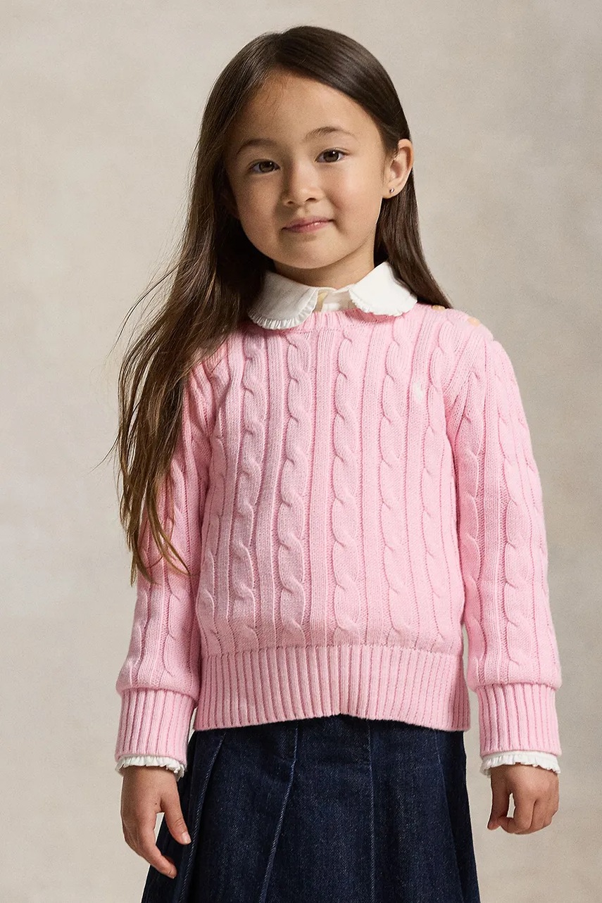 Levně Dětský bavlněný svetr Polo Ralph Lauren růžová barva, 312901316010