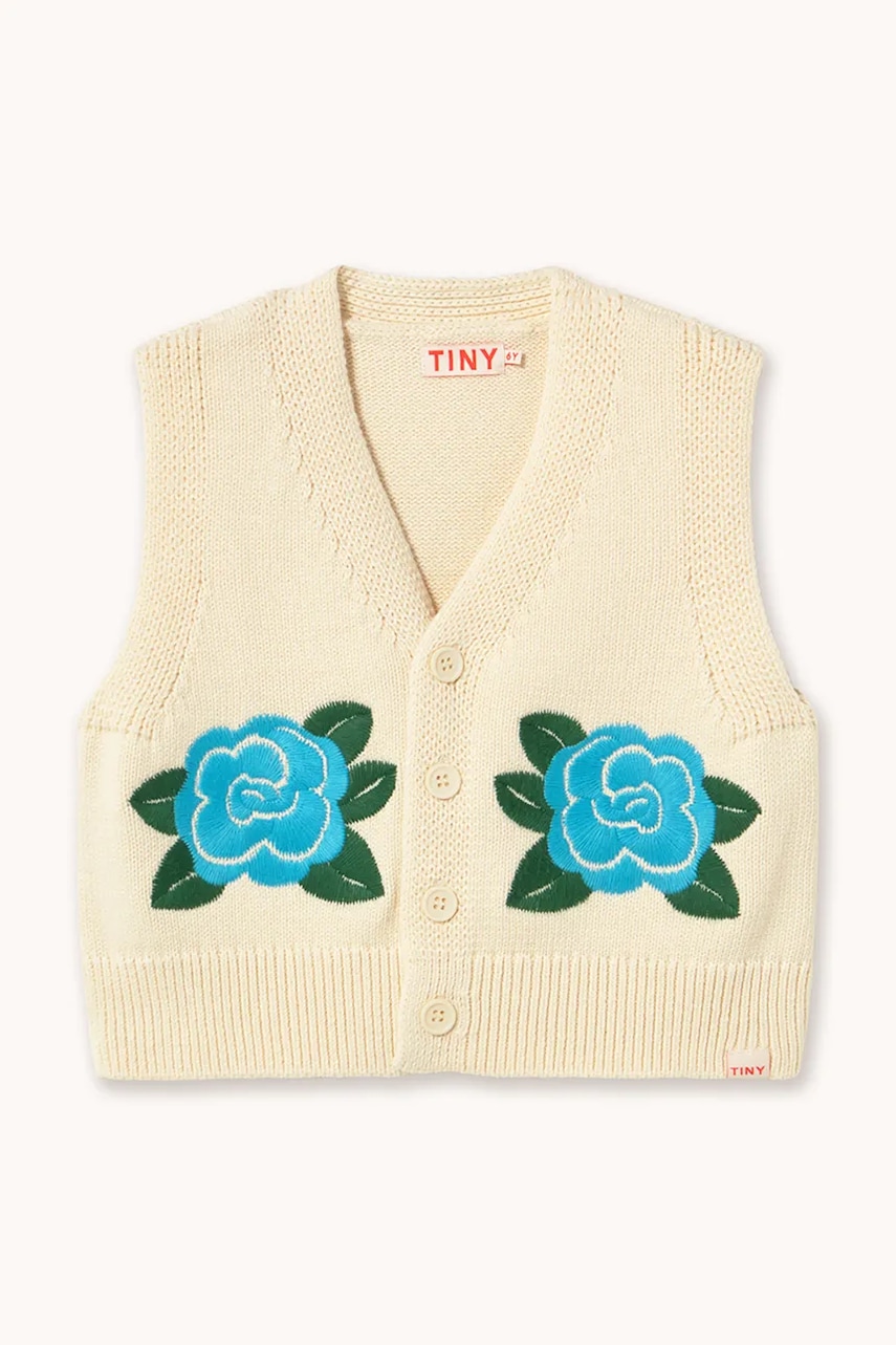 Detská bavlnená vesta Tinycottons FLOWERS KNITTED VEST