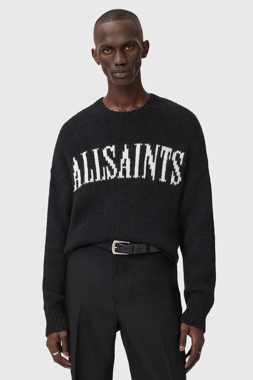 AllSaints pulover din amestec de lână de alpaca culoarea negru, M044KD