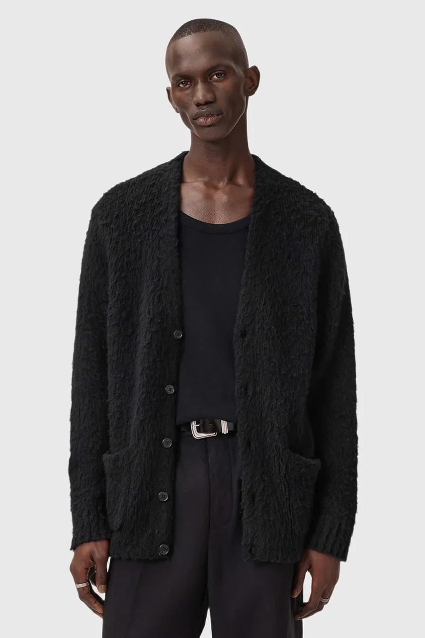 AllSaints cardigan din amestec de lână culoarea negru, M026KD