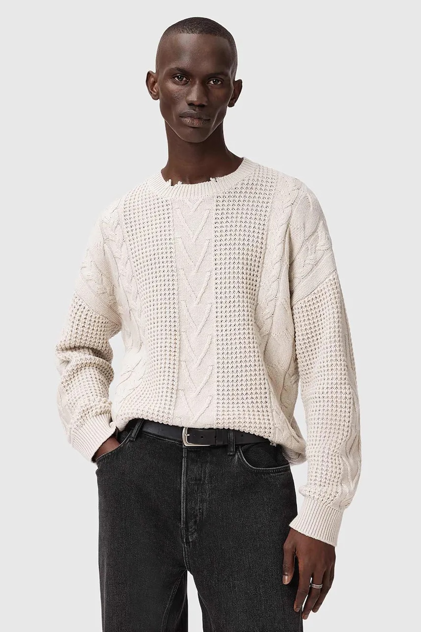 AllSaints pulover din amestec de lână culoarea bej, M031KD