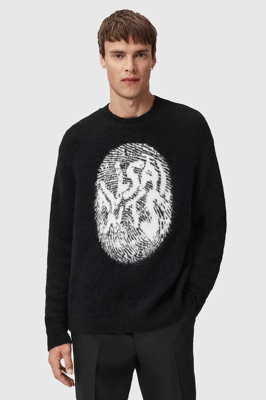 AllSaints pulover din amestec de lână de alpaca culoarea negru, M026KE