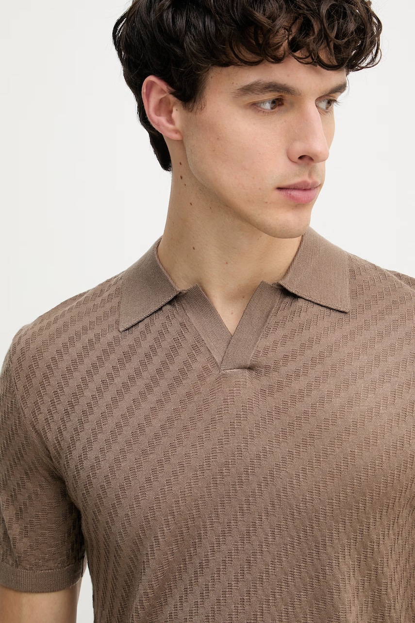Emporio Armani úpletové polo tričko pánske s vlnou