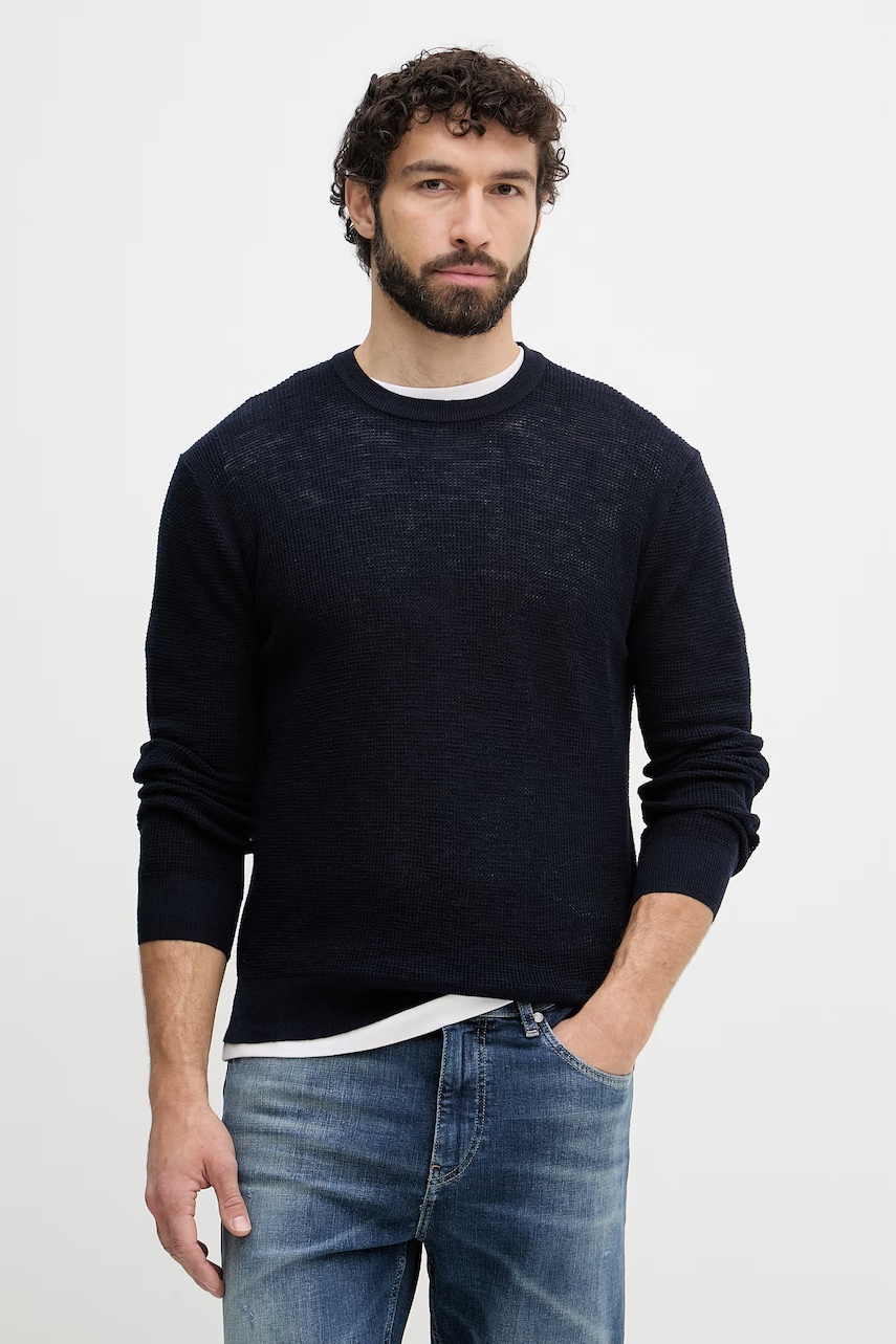 United Colors of Benetton pulover bărbătesc cu amestec de in