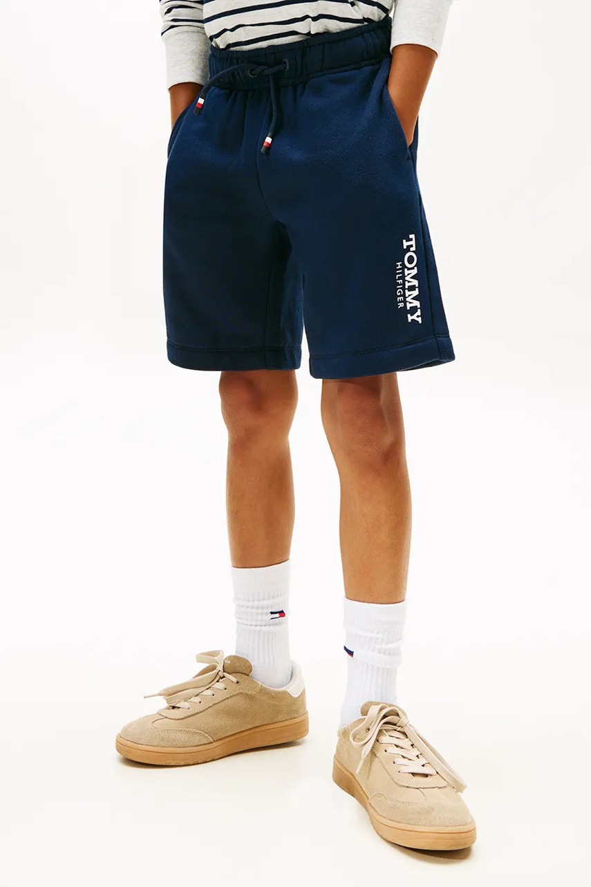 Levně Dětské kraťasy Tommy Hilfiger tmavomodrá barva, nastavitelný pas, KB0KB10023