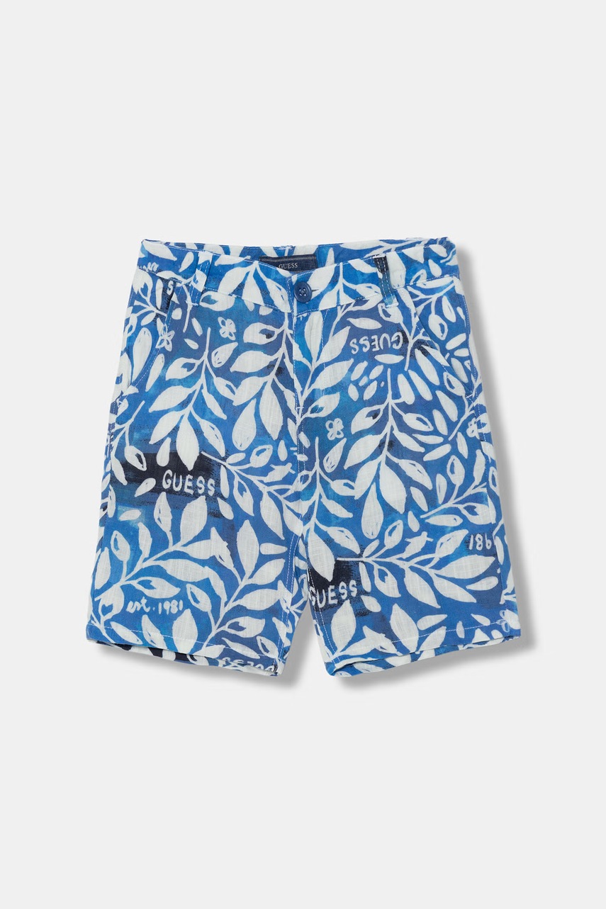 Guess pantaloni scurți pentru copii, cu amestec de in