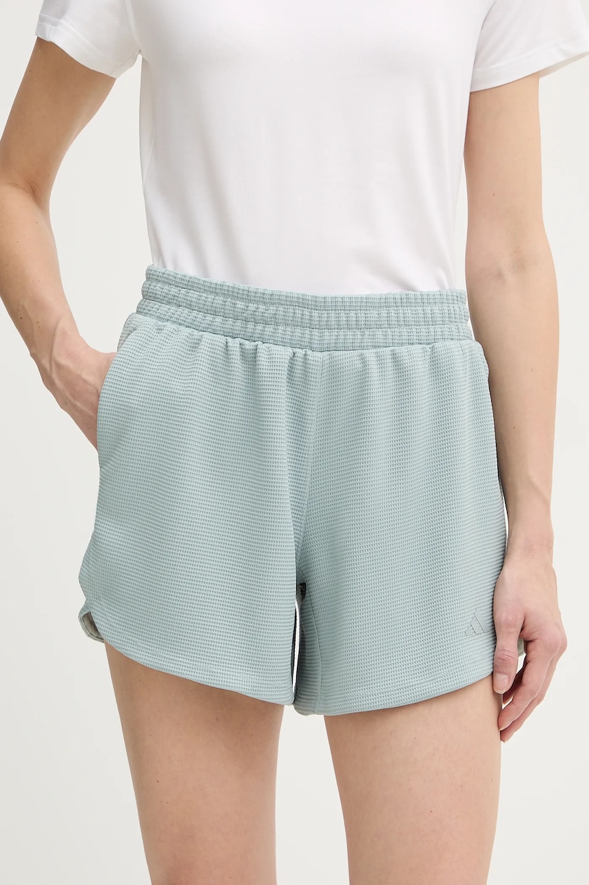 adidas Performance pantaloni scurți de antrenament culoarea verde, uni, medium waist, KD0075