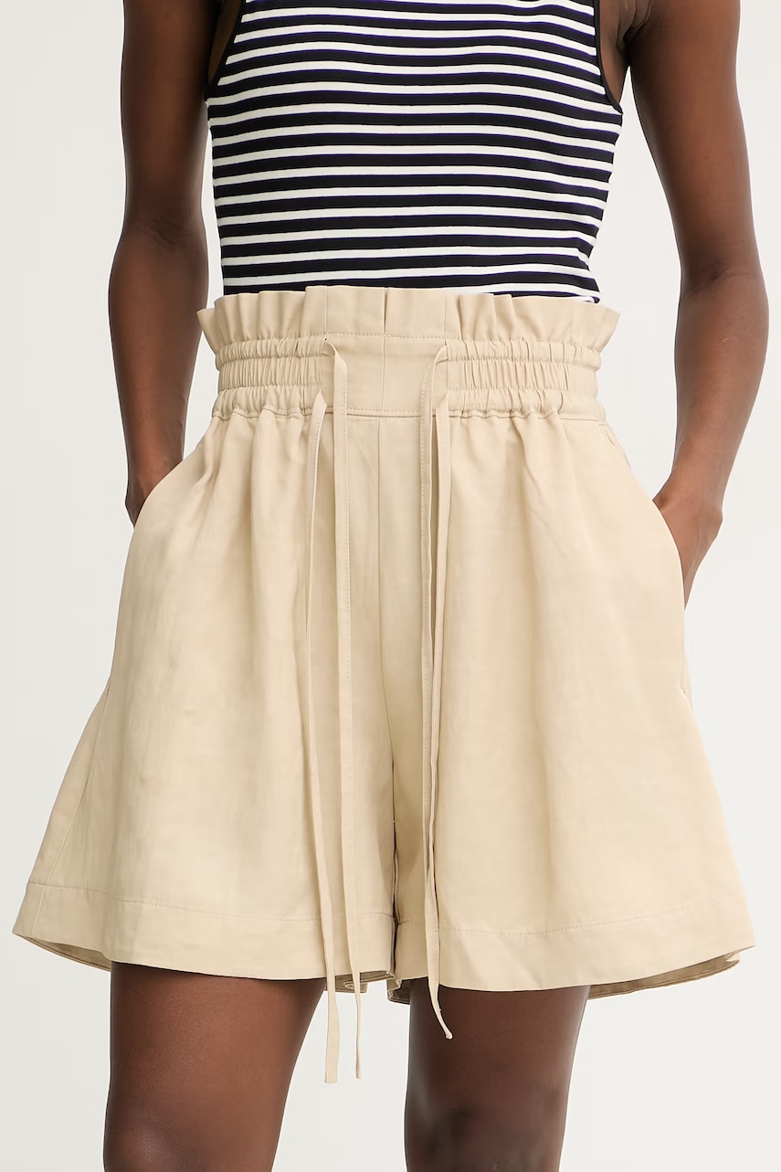 BOSS Orange pantaloni scurți de pentru femei, cu amestec de in C Tacolina