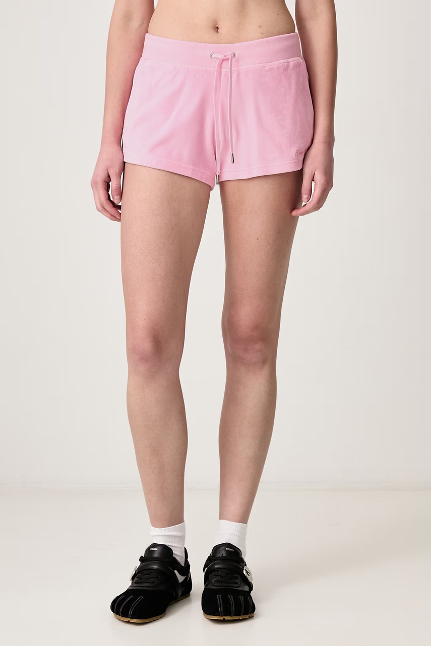 Sporty & Rich  Signature Logo Krystal szorty dresowe welurowe damskie