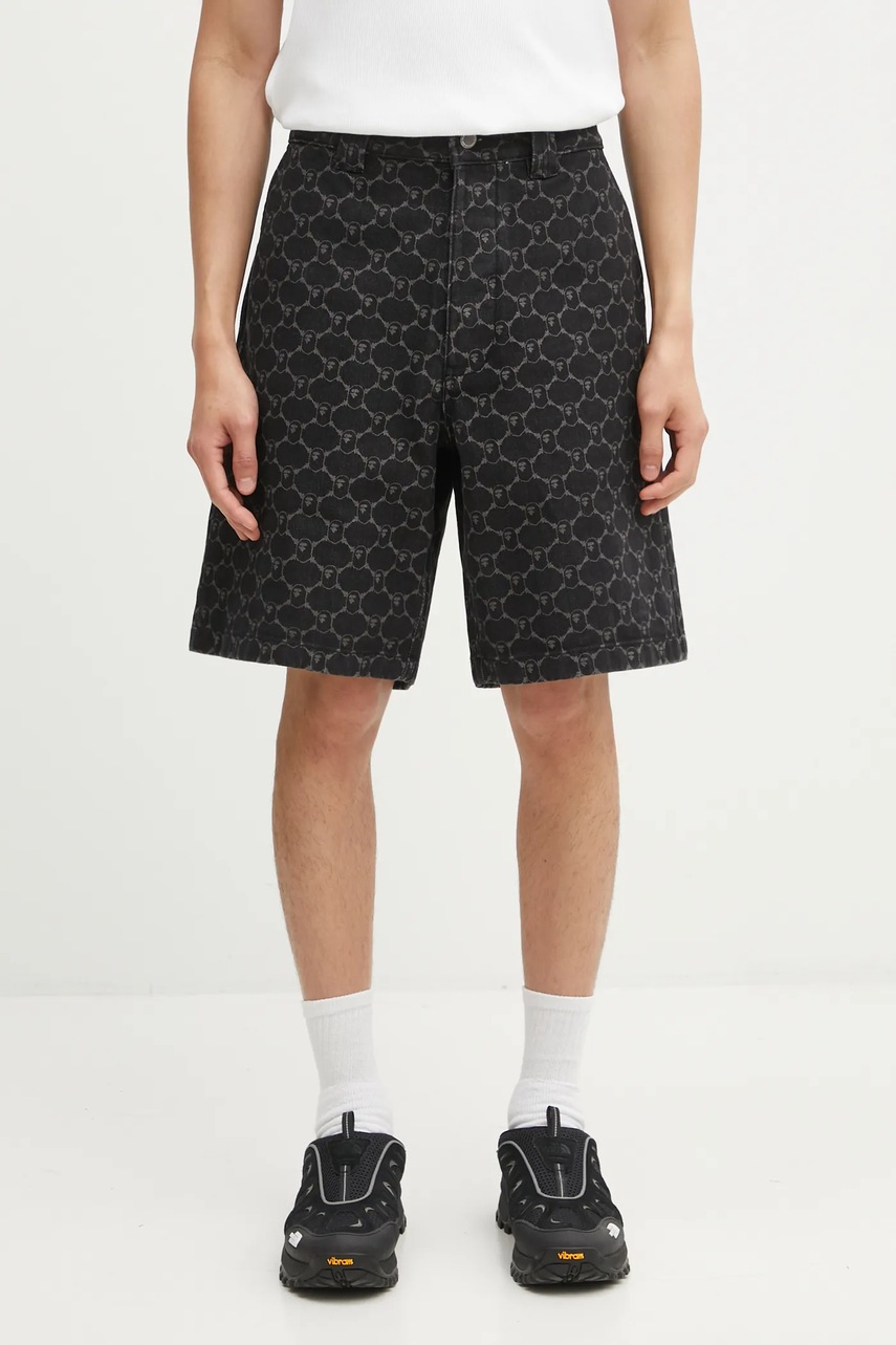 A Bathing Ape pantaloni scurți jeans College Monogram