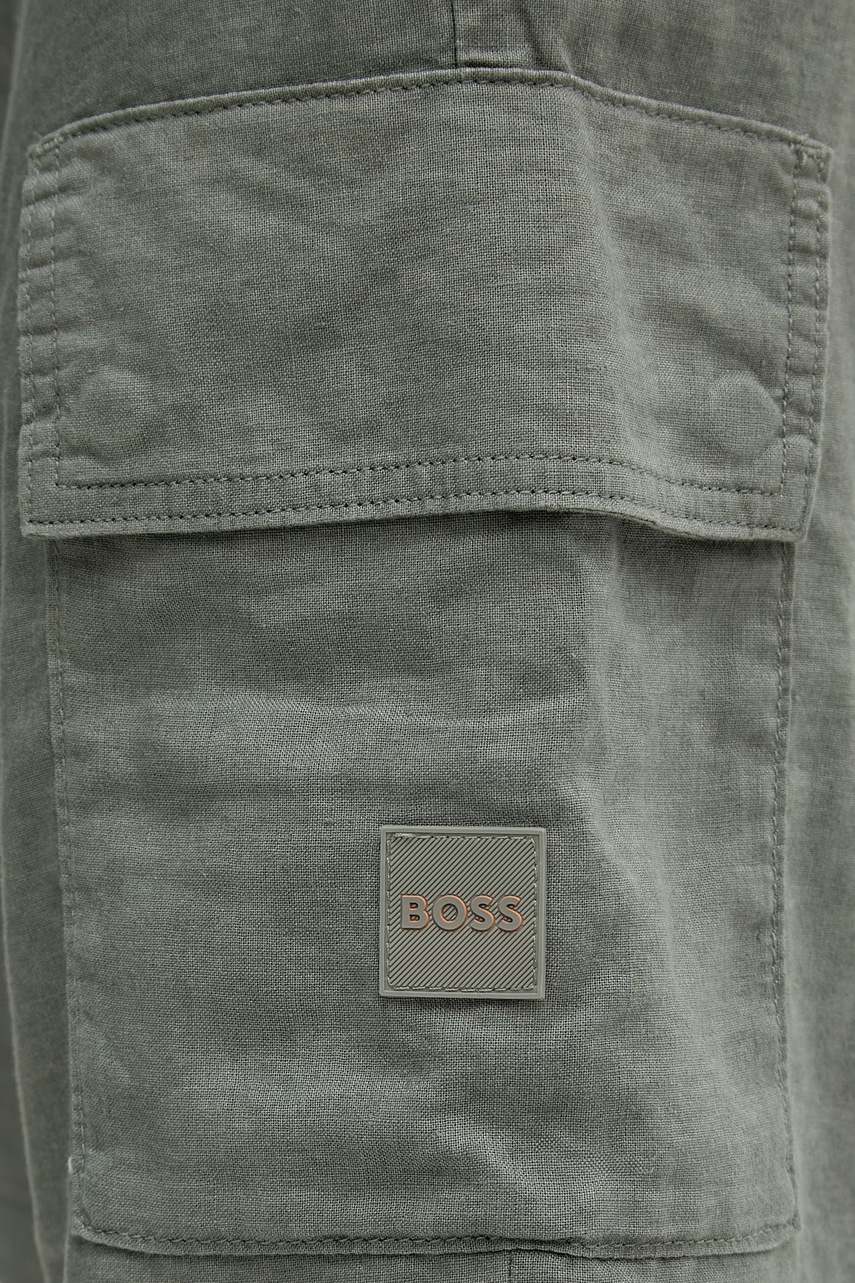 BOSS Orange šortky cargo pánske s ľanom