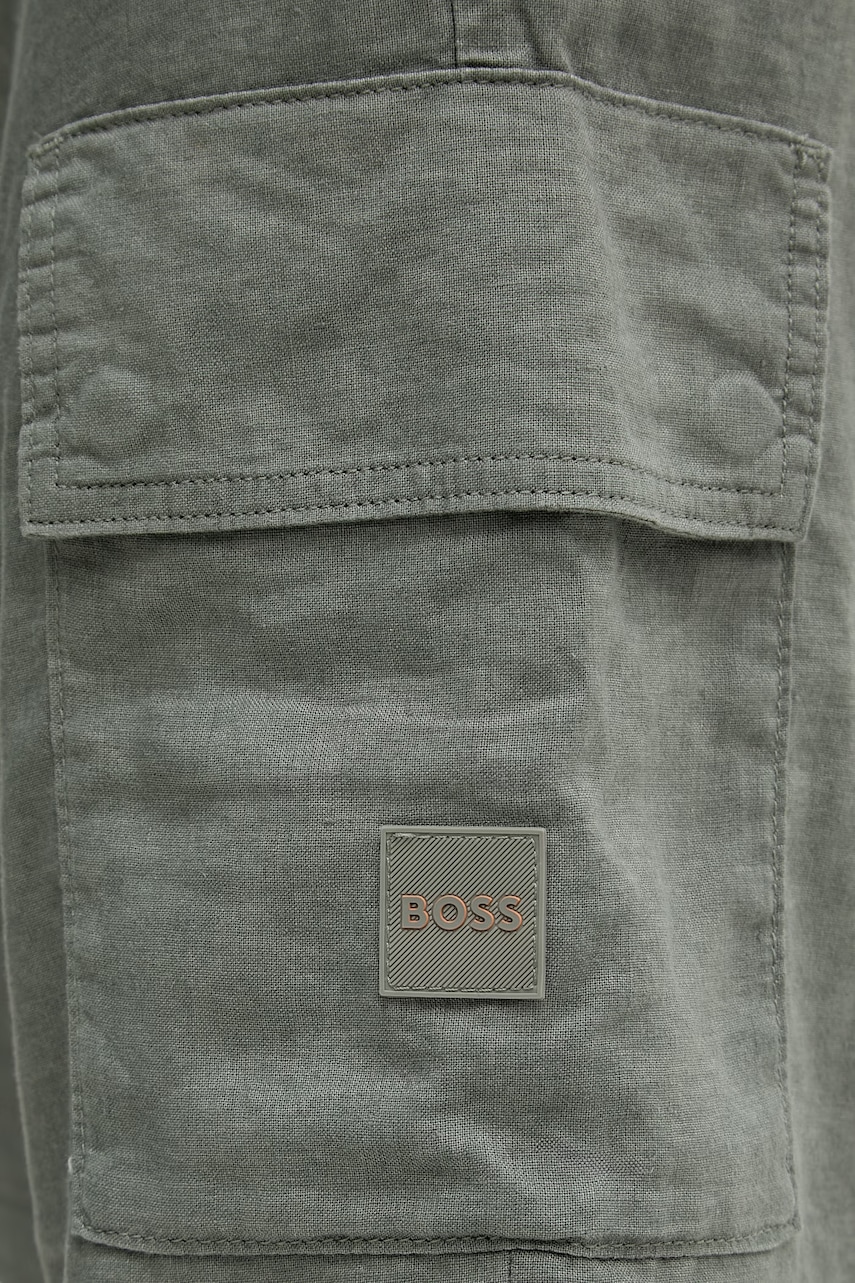 BOSS Orange šortky cargo pánske s ľanom