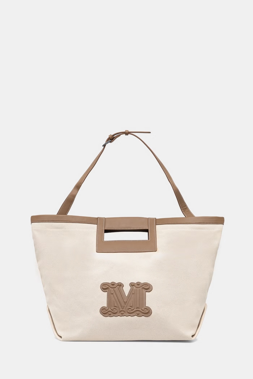 Max Mara Beachwear geantă de plajă pentru femei, din bumbac ECRU