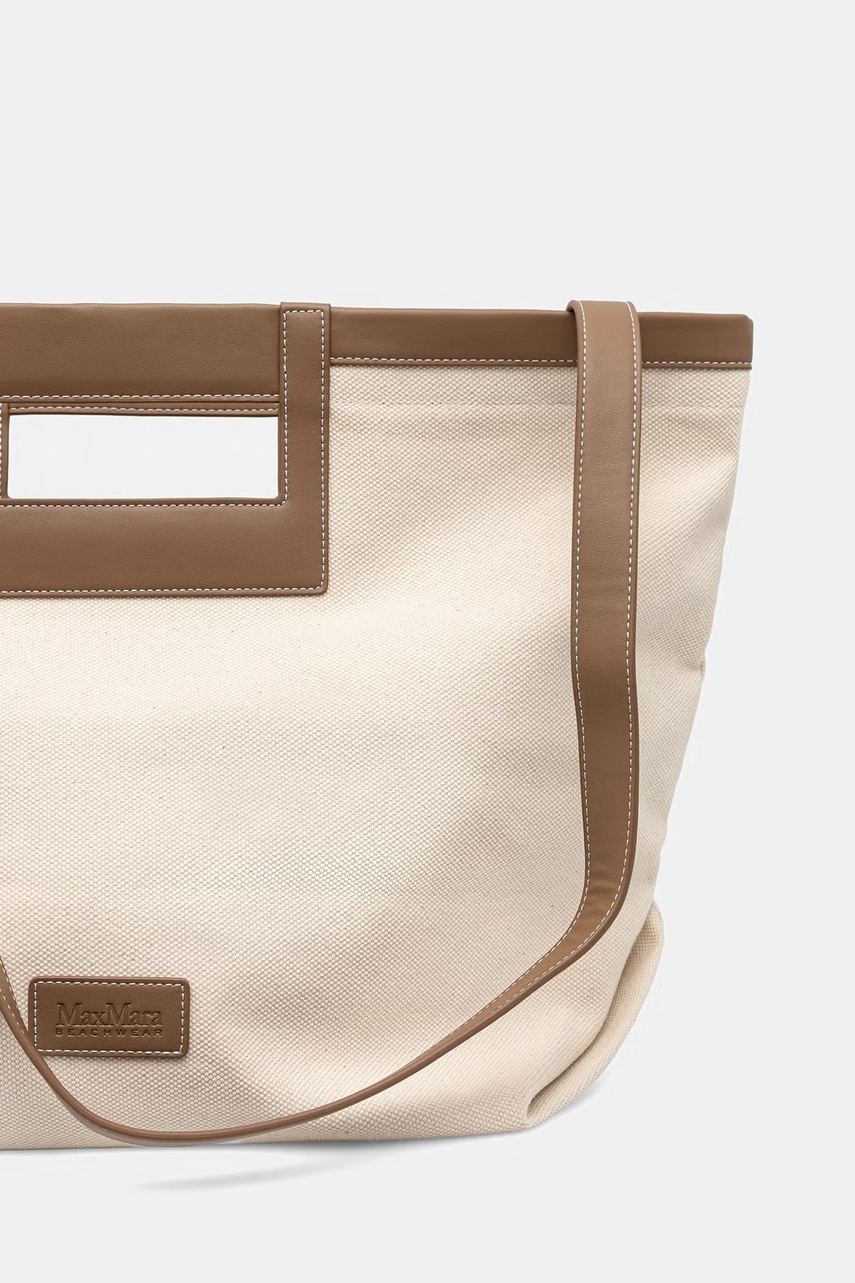 Max Mara Beachwear plážová taška dámská bavlněná ECRU (obrázek 3)