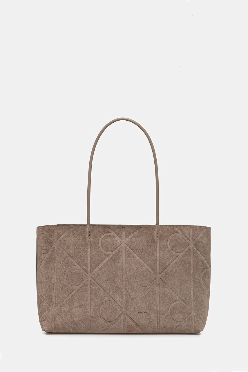 Semišová kabelka Calvin Klein béžová barva, LV04F3334G