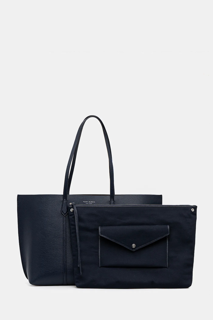 Tory Burch poșetă de piele Perry culoarea bleumarin, 169476-498