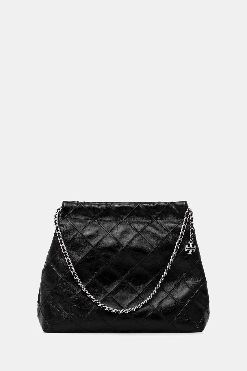 Tory Burch poșetă de piele Fleming culoarea negru, 165170-001