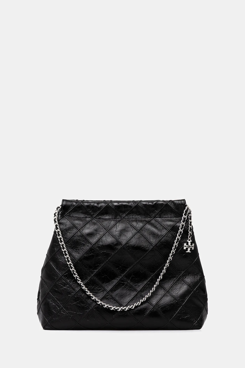 Tory Burch poșetă de piele Fleming culoarea negru, 165170-001