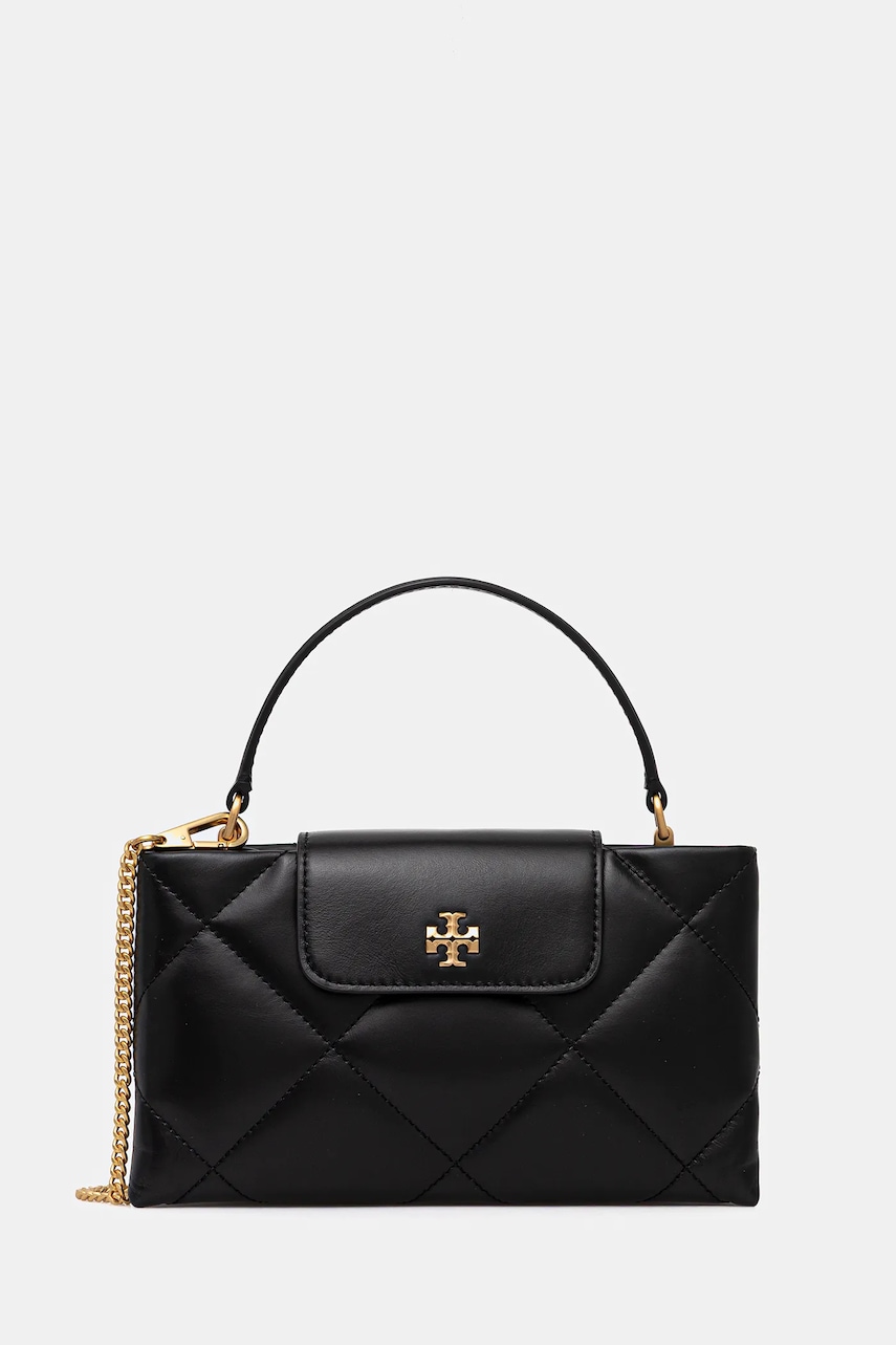 Tory Burch poșetă de piele Kira Diamond culoarea negru, 174999-001