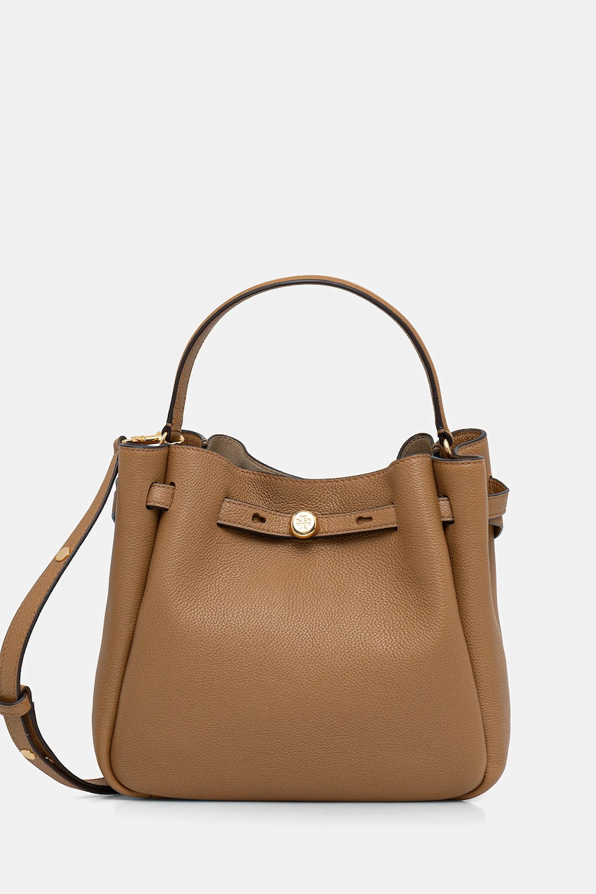 Tory Burch geantă de piele Romy culoarea bej, 166982-227