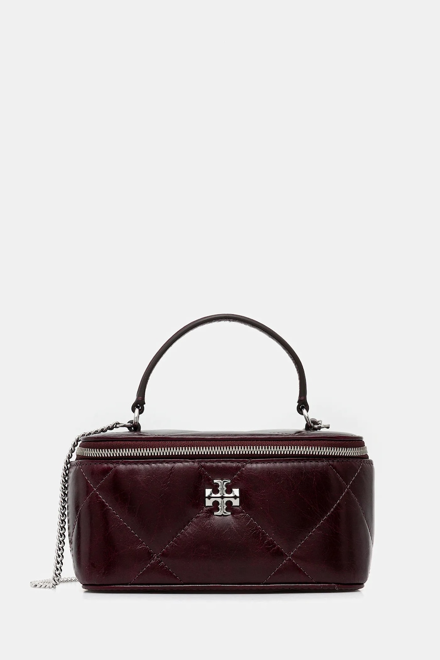 Tory Burch poșetă de piele Kira Diamond culoarea bordo, 174394-500