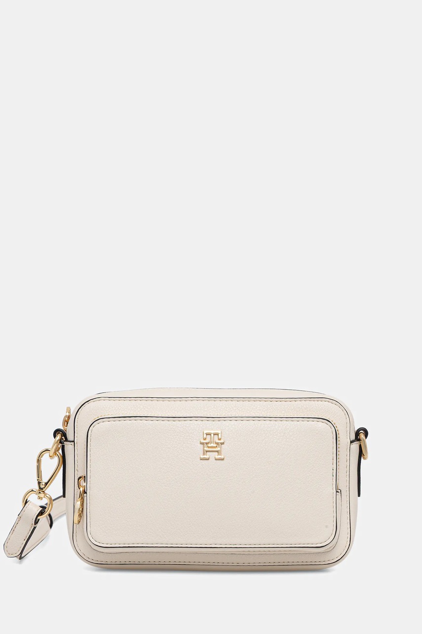 Τσάντα Tommy Hilfiger χρώμα: μπεζ, AW0AW18120